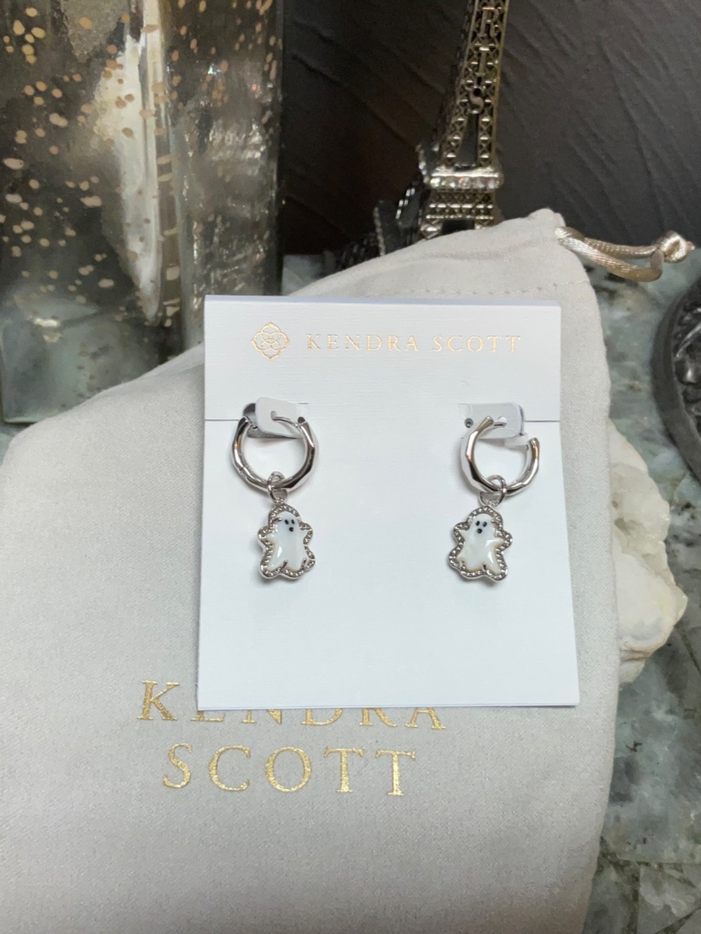 Kendra Scott Ghost Silver Convertible Huggie Earrings - Picture 2 of 5